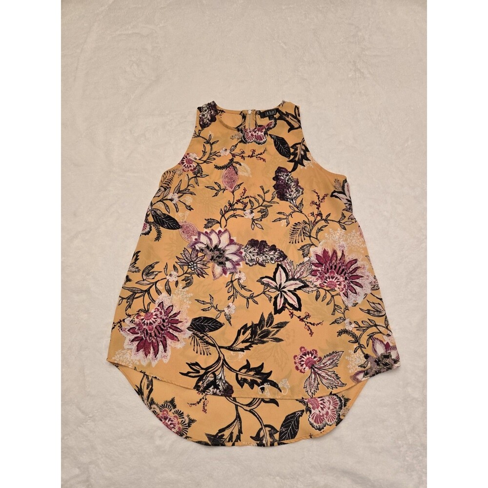 Rachel Roy Label Small Blouse Cute Feminine Floral Yellow Workwear Sleeveless